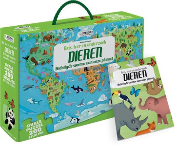 Dieren puzzel 200 stukjes + boek  