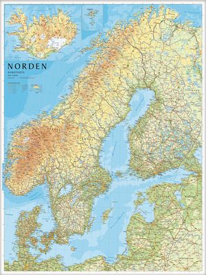 Scandinavië & Ijsland wandkaart  