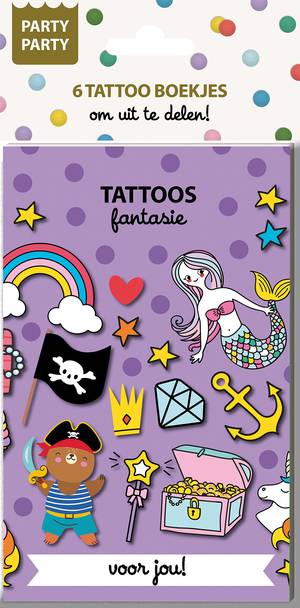 Party Party 6 Tattoo boekjes - Fantasie 