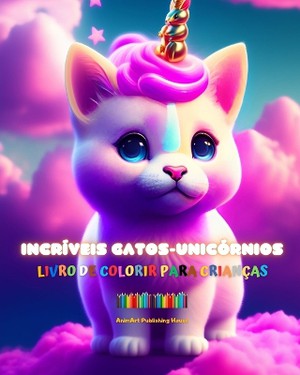 Incr�veis gatos-unic�rnios Livro de colorir para crian�as Criaturas de fantasia ador�veis e cheias de amor