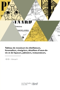 Tableau Des Distillateurs, Limonadiers, Vinaigriers, Detaillans D'eaux-de-vie 