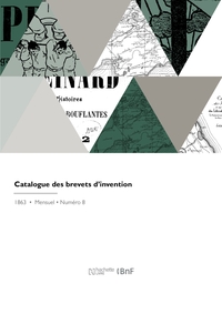 Catalogue Des Brevets D'invention 