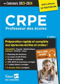 Crpe 2023 : Preparation Rapide Et Complete Aux Epreuves Ecrites Et Orales ; Tout Le Cours En Audio 