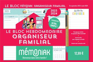 Memoniak : Le Bloc Hebdomadaire Organiseur Familial : De Septembre A Aout (edition 2023/2024) 