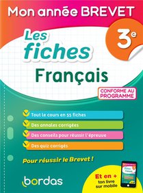 Mon Annee Brevet : Les Fiches Francais ; 3e (edition 2021) 