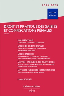 Droit Et Pratique Des Saisies Et Confiscations Penales (edition 2024/2025) 