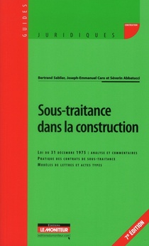 Sous-traitance Dans La Construction (7e Edition) 