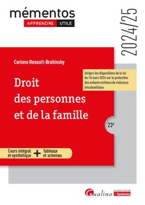 Droit Des Personnes Et De La Famille - Cours Integral Et Synthetique - Outils Pedagogiques. A Jour D 