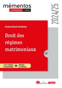 Droit Des Regimes Matrimoniaux - Cours Integral Et Synthetique - Outils Pedagogiquesapprendre Plus F 
