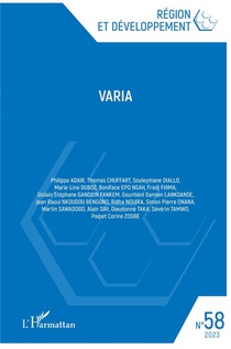 Revue Region Et Developpement : Varia 