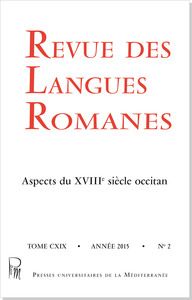 Revue Des Langues Romanes Tome 119 N 2 