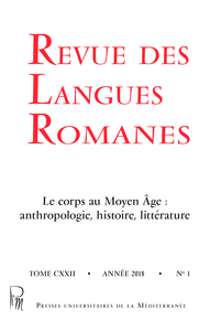 Revue Des Langues Romanes Tome 122 N 1 Le Corps Au Moyen-age 