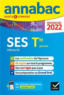Annabac Sujets & Corriges : Ses, Specialite ; Terminale Generale (edition 2022) 
