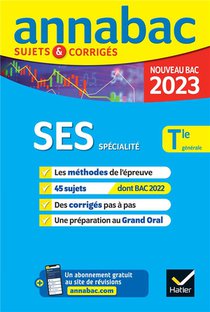 Annabac Sujets & Corriges : Specialite Ses ; Terminale Generale (edition 2023) 
