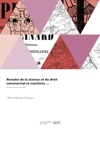 Annales De La Science Et Du Droit Commercial Et Maritime 