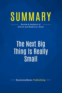 Summary: The Next Big Thing Is Really Small : Review And Analysis Of Uldrich And Newberry's Book 