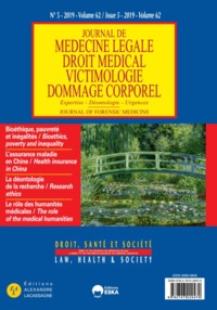 Bioethique, Pauvrete Et Inegalites-jml 5 Vol 62-2019 - Journal De Medecine Legale Droit Medical N 5 