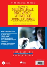 Morts Par Arme A Feu-revue Jml N 1 Vol 63-2020-serie Criminalistique - Journal De Medecine Legale & 