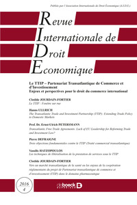 Revue Internationale De Droit Economique 2016/4 - Le Ttip - Partenariat Transatlantique De Commerce 