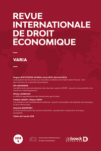 Revue Internationale De Droit Economique 2018/4 - Varia 