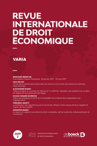 Revue Internationale De Droit Economique 2019/2 - Varia 