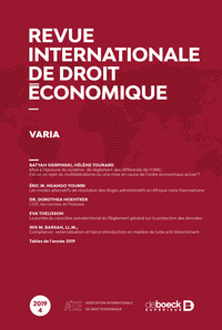 Revue Internationale De Droit Economique 2019/4 - Varia 