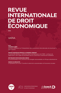 Revue Internationale De Droit Economique 2020/1 - Varia 