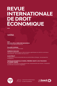 Revue Internationale De Droit Economique 2020/2 - Varia 