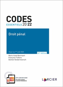 Codes Essentiels 2022 Droit Penal - A Jour Au 1er Aout 2022 