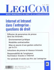 Legicom N 27 - Internat Et Intranet Dans L'entreprise : Questions De Droit 