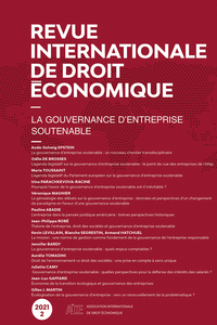 Revue Internationale De Droit Economique 2021/2 - La Gouvernance D'entreprise Soutenable 