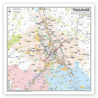 Carte De Toulouse Et Son Agglomeration - Poster Plastifie 100x100cm 