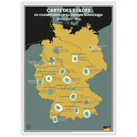 Carte Des Stades De Foot Du Championnat D Allemagne Bundesliga : Saison 2023-2024 - Affiche 50x70cm 