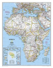 Afrika politiek wandkaart geplastificeerd 