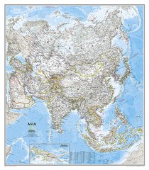 Azië politiek wandkaart geplastificeerd 