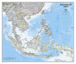 Azië Zuidoost politiek wandkaart geplastificeerd 