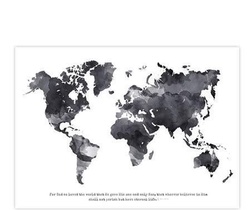 Wandbord A3 'For God so loved the world' wereldkaart zwart-wit  - MA11610 