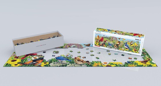 Puzzel Panorama Giordano - Garden Birds 1000 stukjes