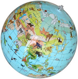Opblaasbare wereldbol 30 cm dieren
