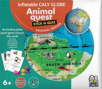 Stick N Quiz game inflatable globe 42 cm + animal quest