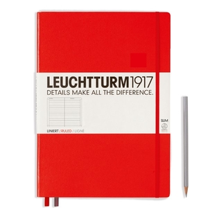 Leuchtturm A4+ Master Slim Red Squared Hardcover Notebook 