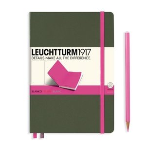 Leuchtturm A5 Medium Army-new Pink Plain Bicolore Notebook 
