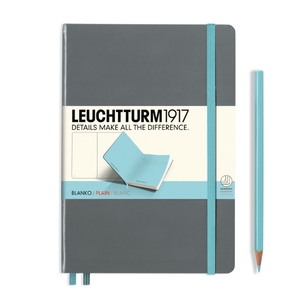 Leuchtturm A5 Medium Anthracite-light Blue Plain Bicolore Notebook 