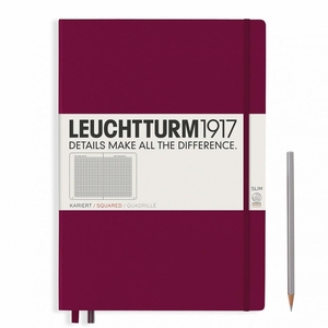 Leuchtturm A4+ master slim port red squared hardcover notebook