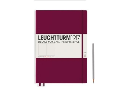 Leuchtturm A4+ master slim port red plain hardcover notebook