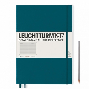 Leuchtturm A4+ master slim pacific green ruled hardcover notebook