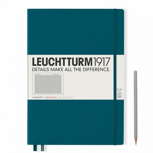 Leuchtturm A4+ master slim pacific green squared hardcover notebook