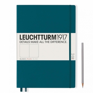 Leuchtturm A4+ master slim pacific green plain hardcover notebook