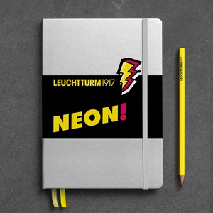 Leuchtturm A5 medium silver neon yellow dotted hardcover notebook