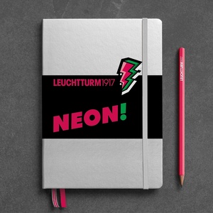Leuchtturm A5 medium silver neon pink dotted hardcover notebook
